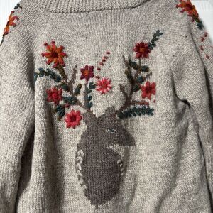 Floral Embroidered Deer Cardigan